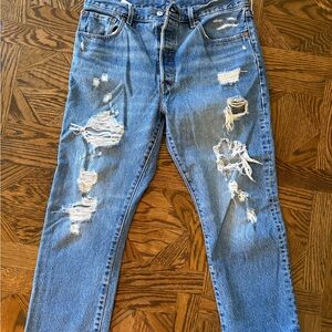 Levi's Relaxed Fit Distressed Blue Jeans